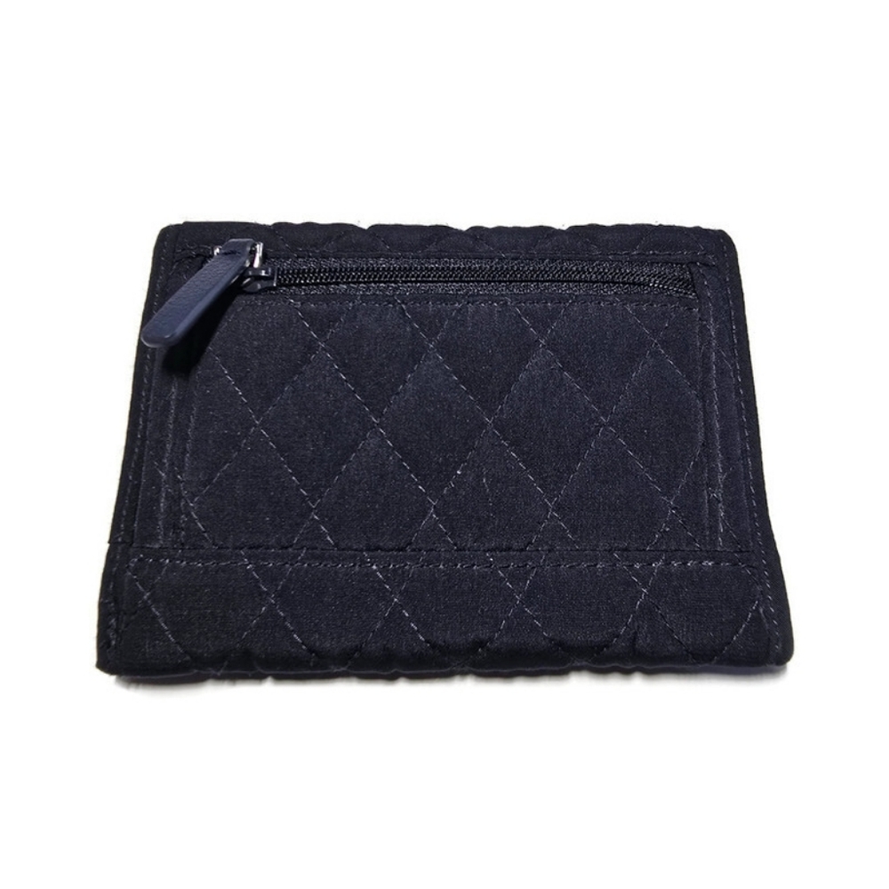 Vera Bradley Womens Navy Blue Quilted Tri-Fold Small Wallet 5x4 - Picture 2 of 7